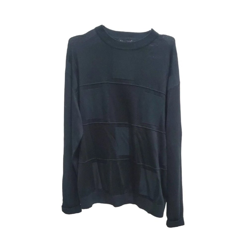 TULLIANO Black Geometric DESIGN RAYON BLEND CREWNECK LT SWEATER XL Mens Gorgeous